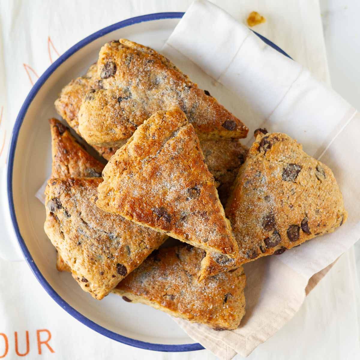 Banana scones in a bowl.