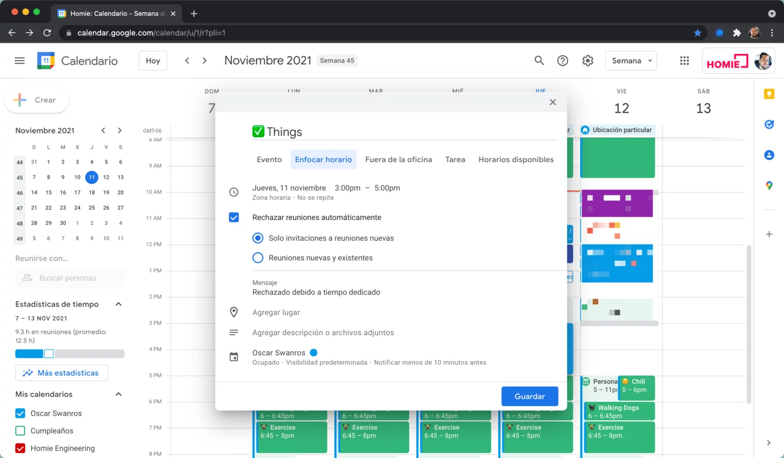 Usa Google Calendar para evitar distracciones