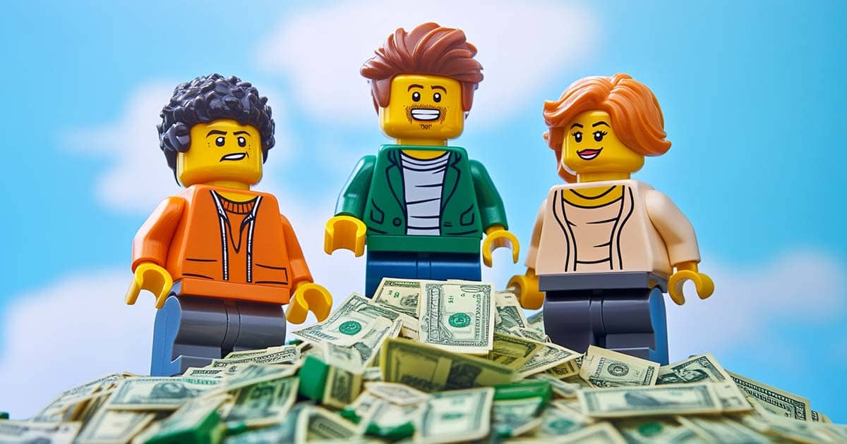 Revenue sharing image showing three Lego creators