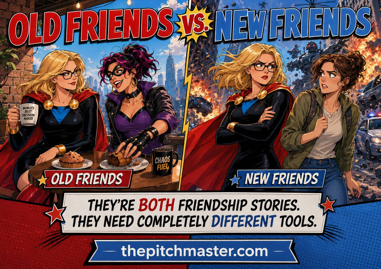 Old friends versus new friends. They're both friendship stories. They need completely different tools. 