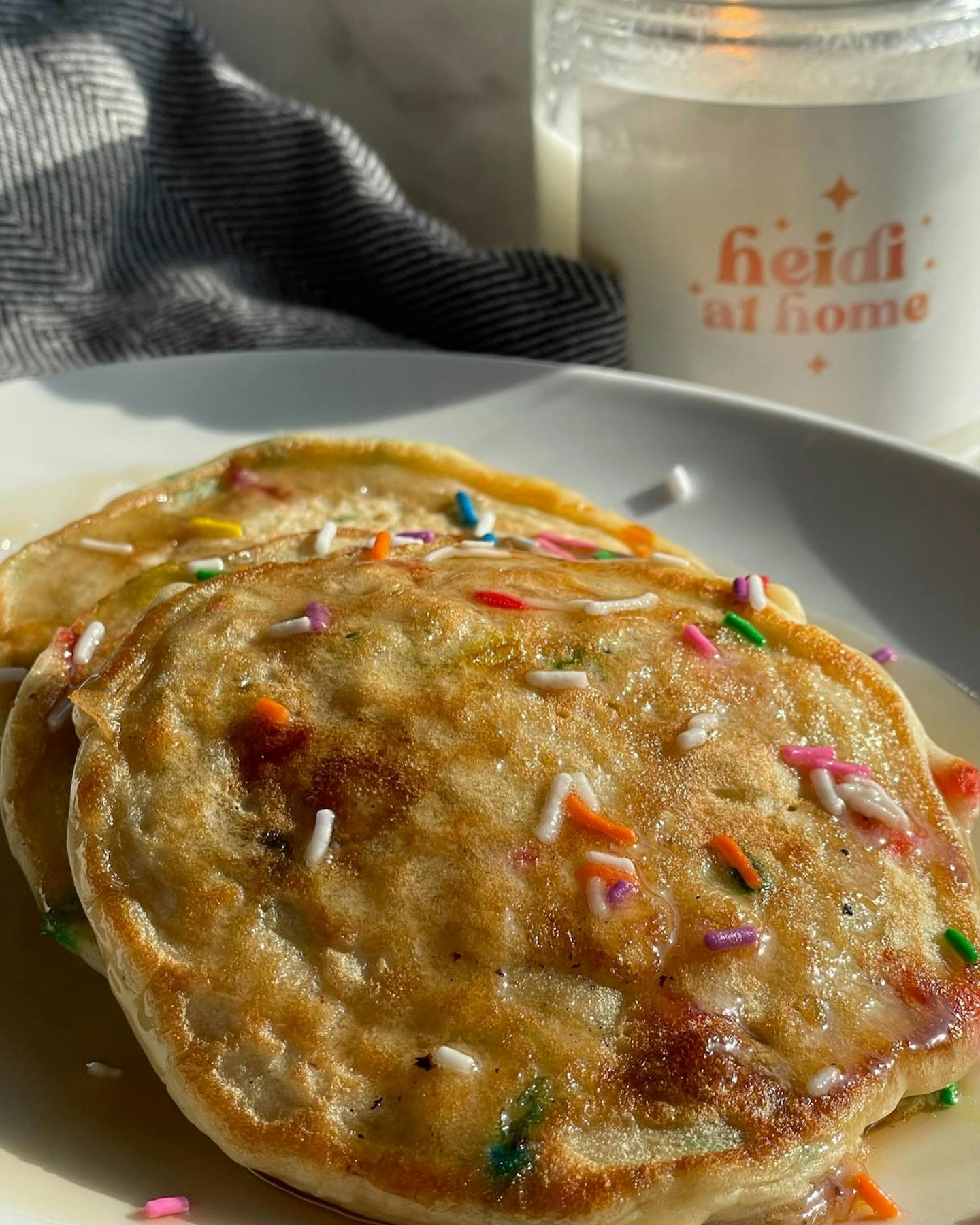 Funfetti Cookie Dough Protein Pancakes