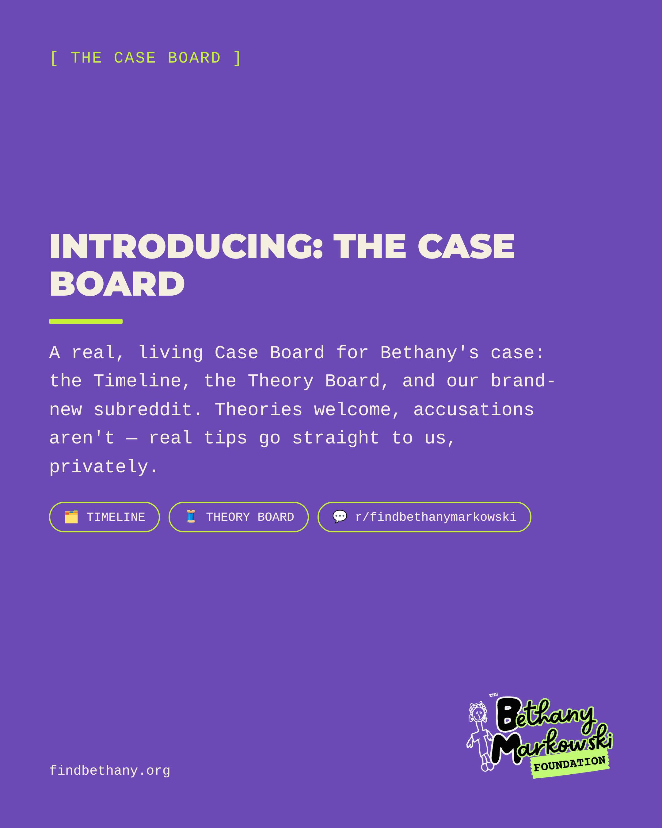 A new tip. A new Case Board. Trick-or-treat safety. And Bethany is still missing. The Green Light, October 2026.