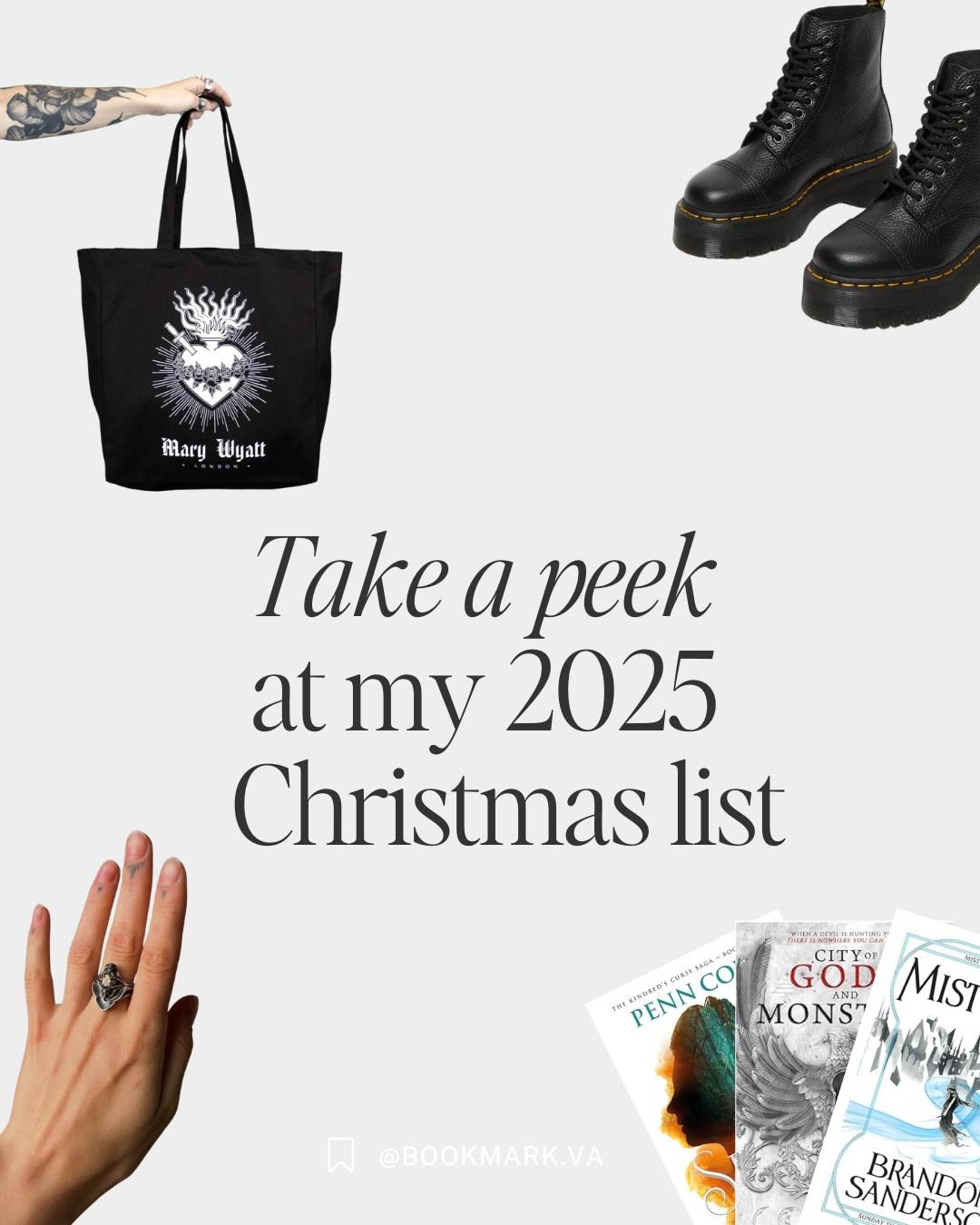 If it’s bookish, makes me look like I live in a Fae court, or black, you best bet it’s on my list.

Save this if like me, your mind goes blank whenever someone asks “what do you want for Christmas?” and you could use the inspo 📝🎄🎁