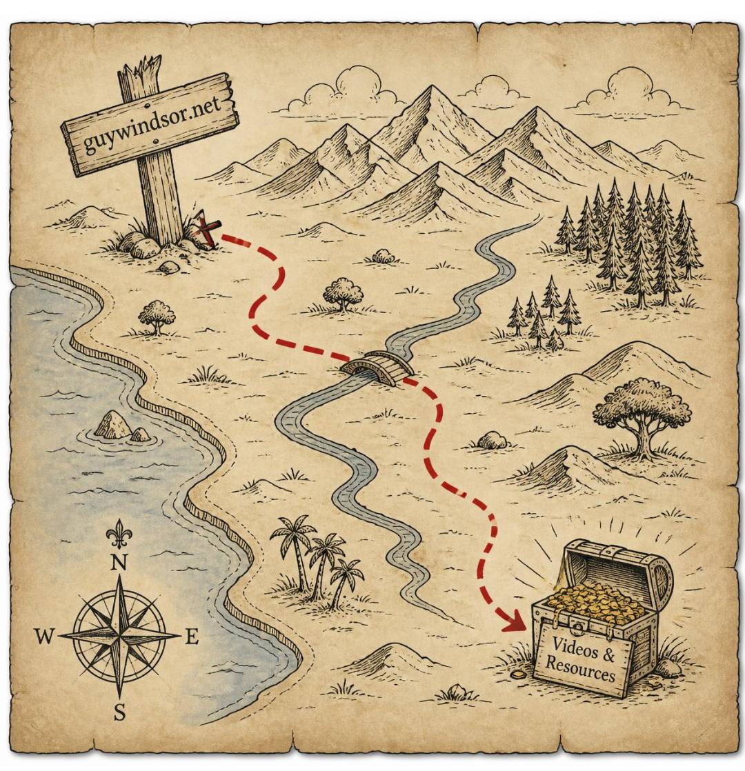 a treasure map from guywindsor.net to video resources