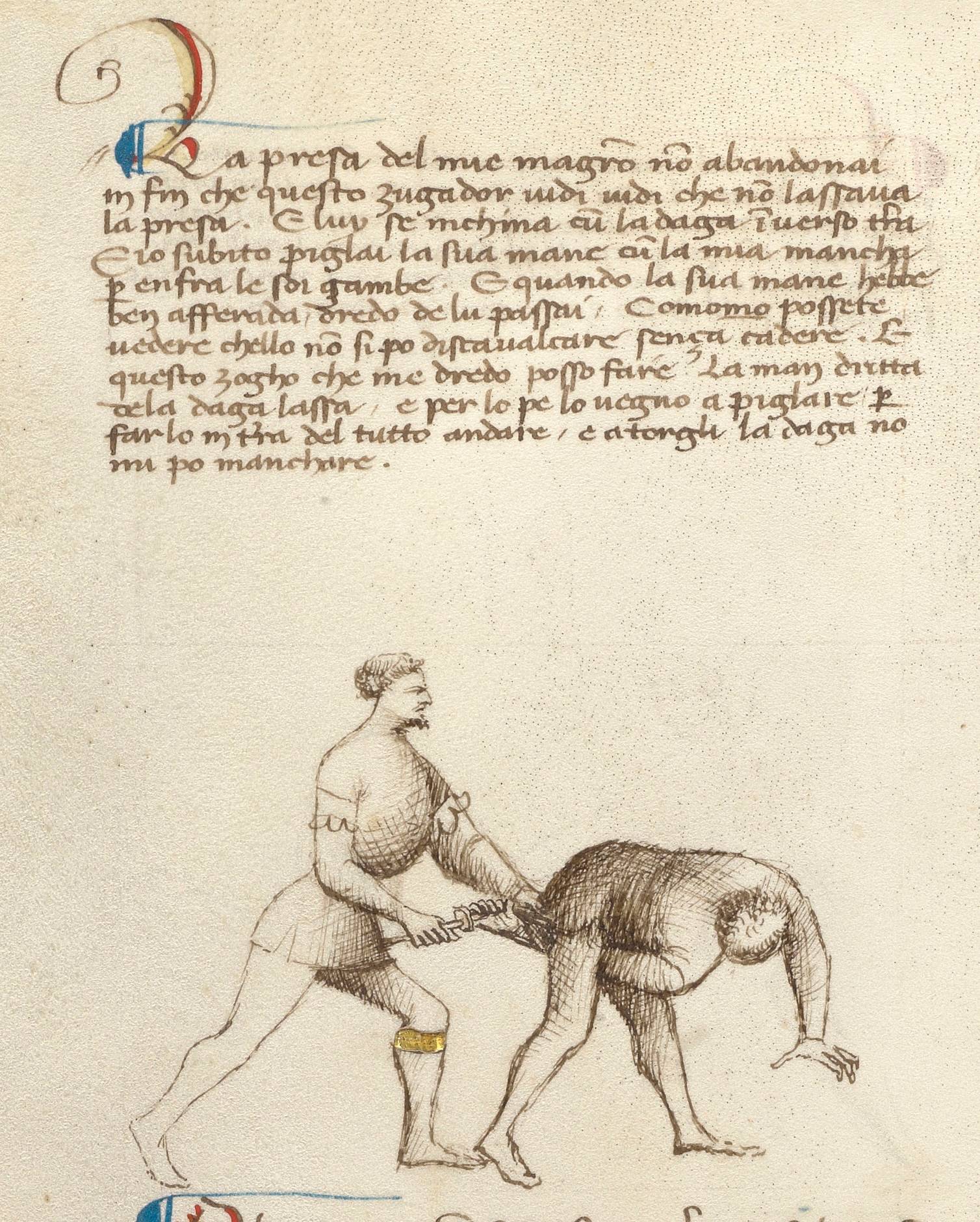 the dagger between the legs defence from Fiore's 9th dagger master.