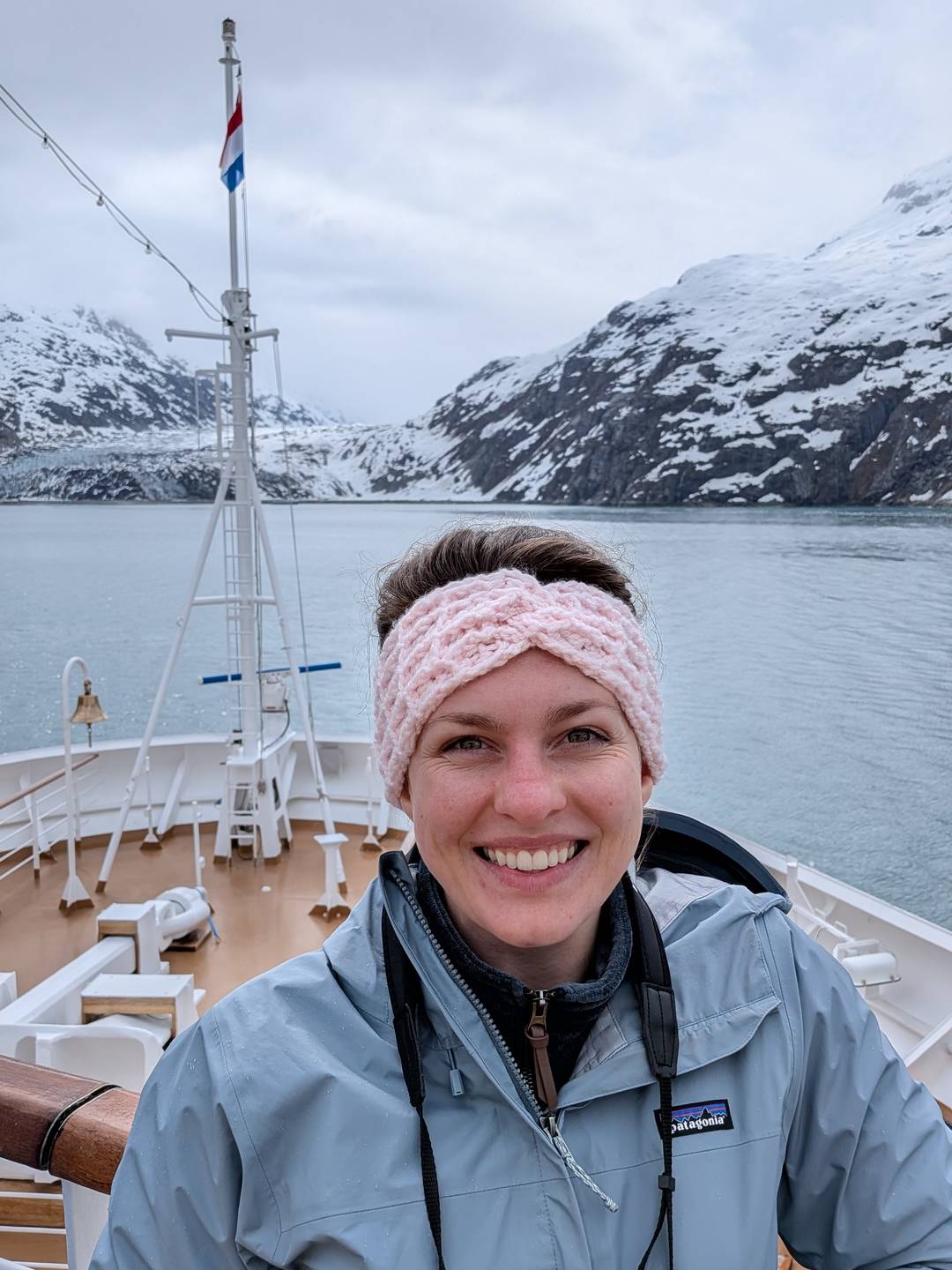Alyssa in front of a glacier