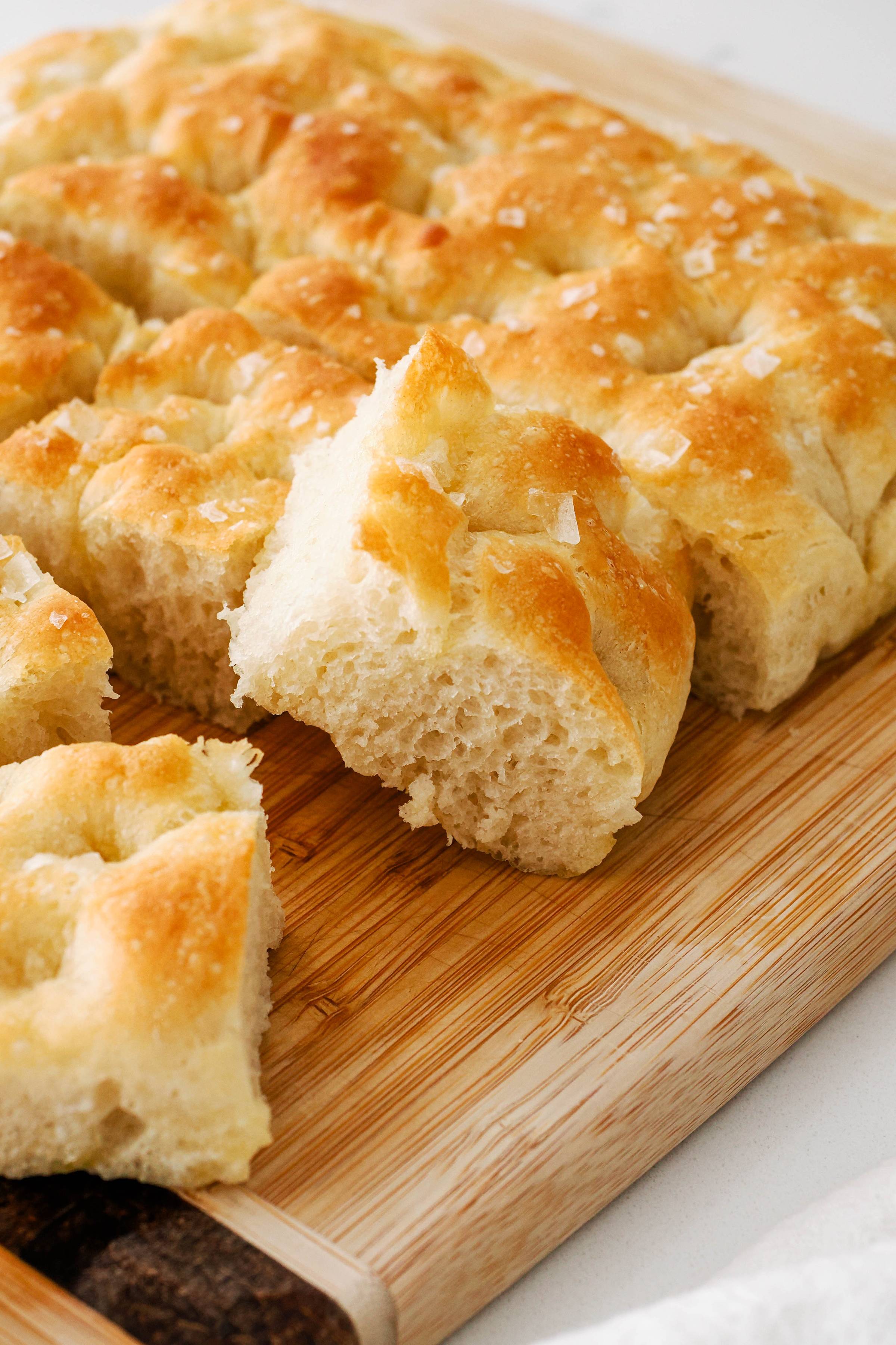 A square of focaccia bread