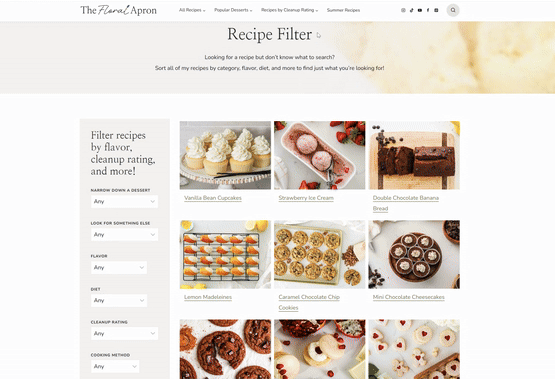 A video showing how to use the recipe filter.
