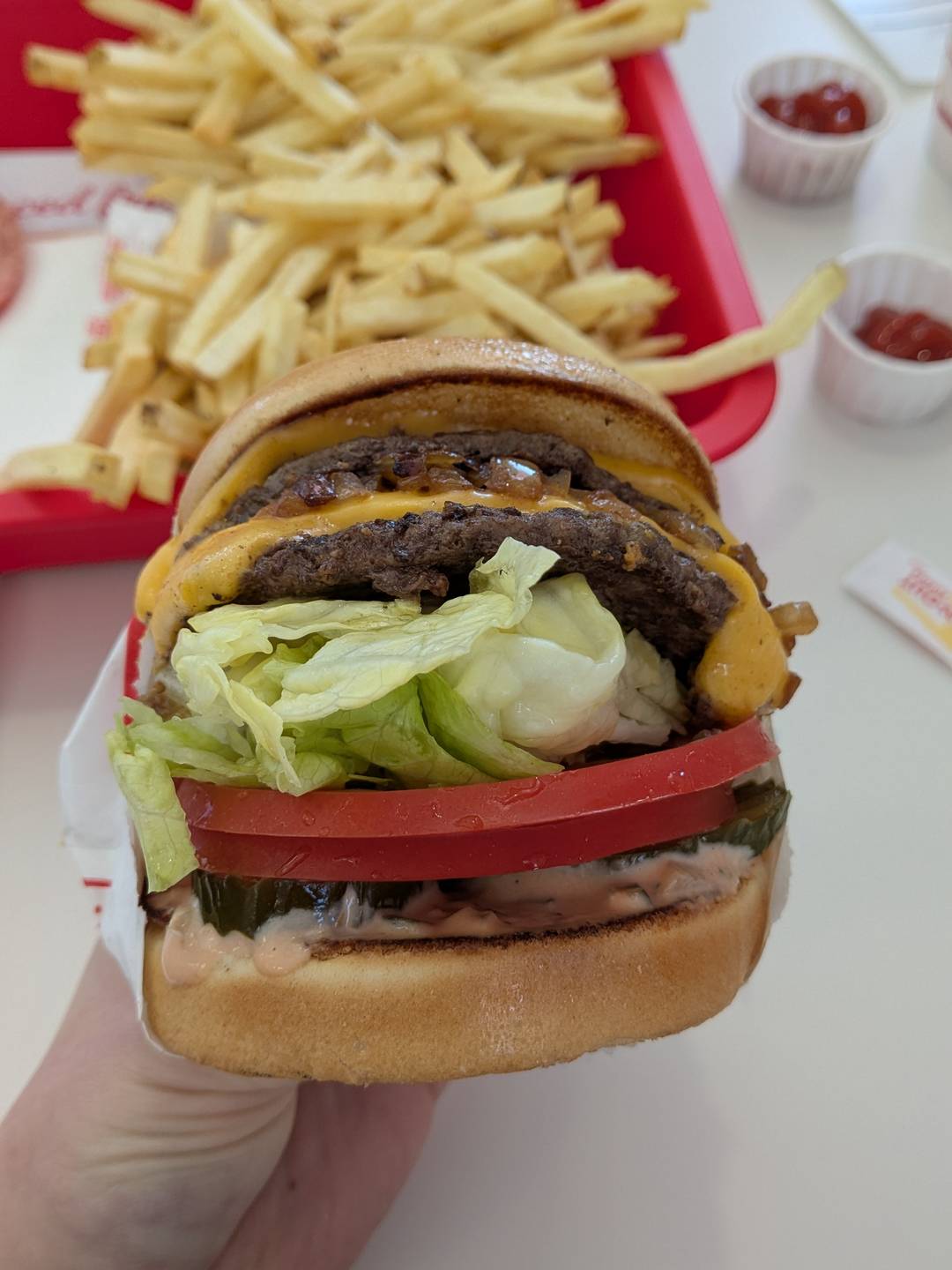 A burger from In-N-Out.