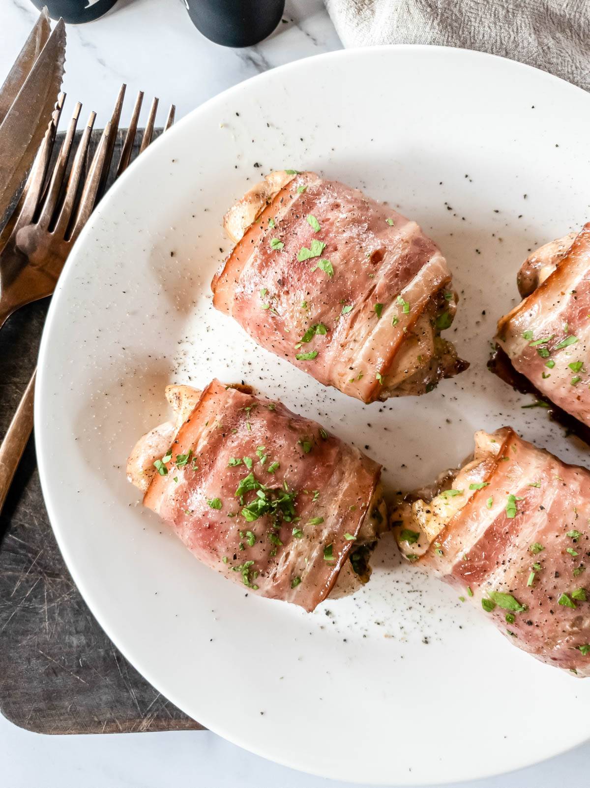 bacon-wrapped chicken thighs