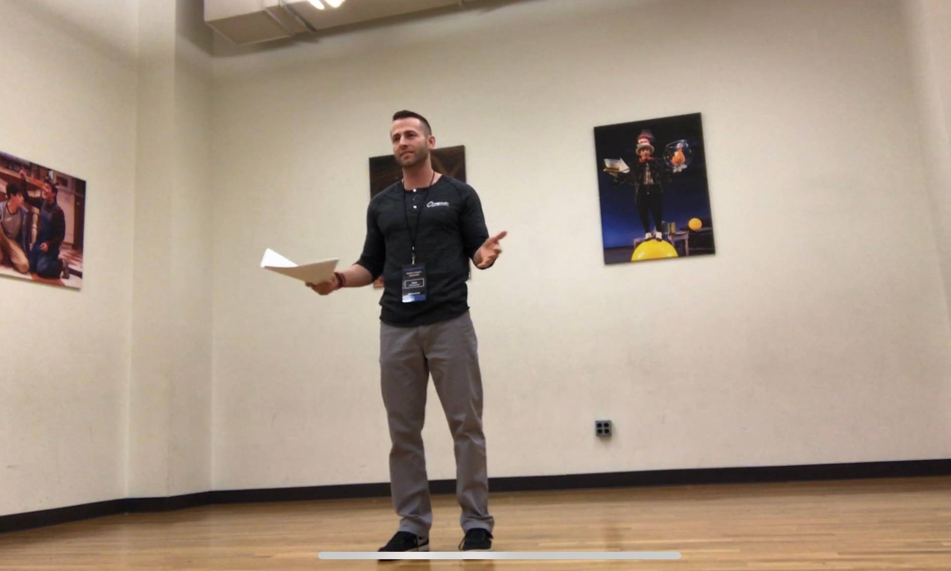 Jake Thompson practicing his first keynote