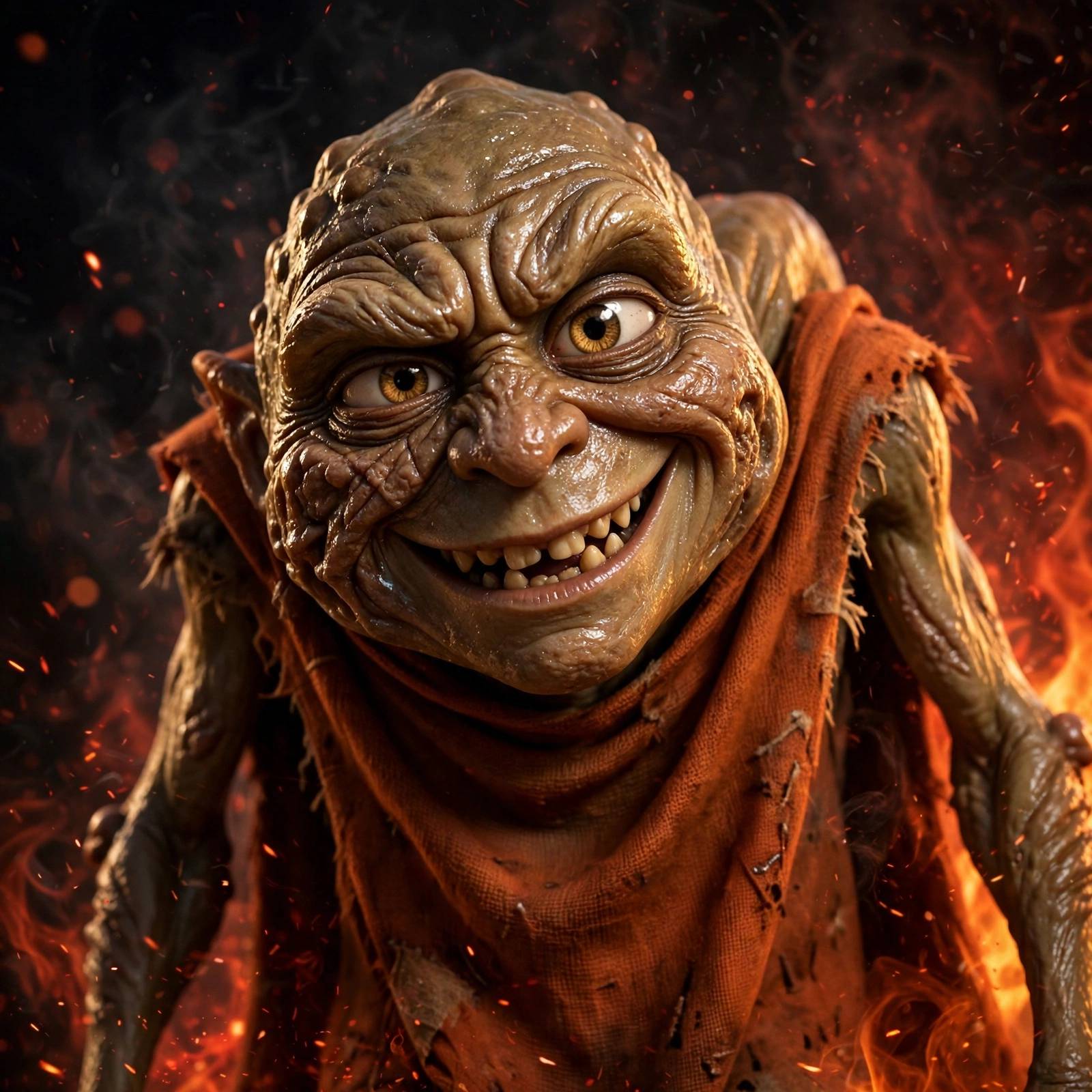 Toddlywonks, a chaos gremlin cloaked in flames