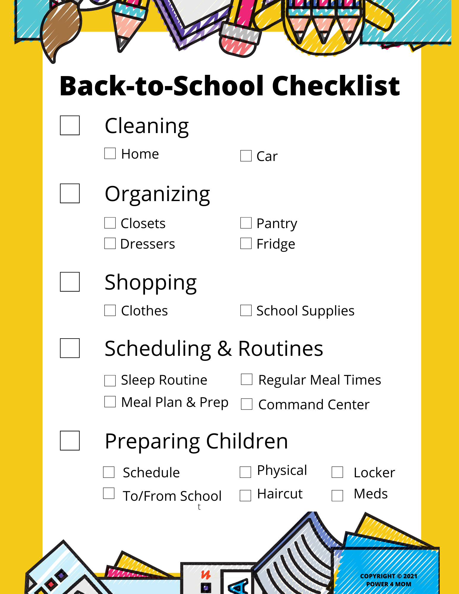 Back-to-School Checklist for Your Family - POWER 4 Mom