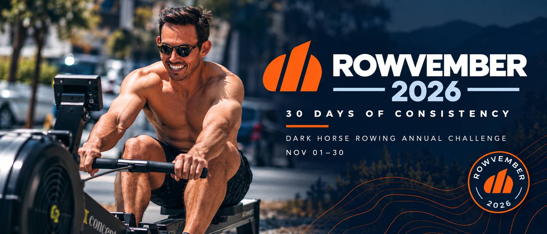 Rowvember 2026, 30 days of consistency. Dark Horse Rowing annual challenge, November 1 to 30.