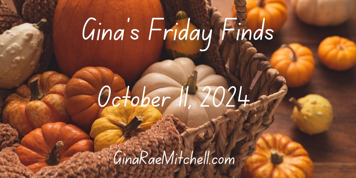 Weekly Friday Finds Banner a basket of pumpkins