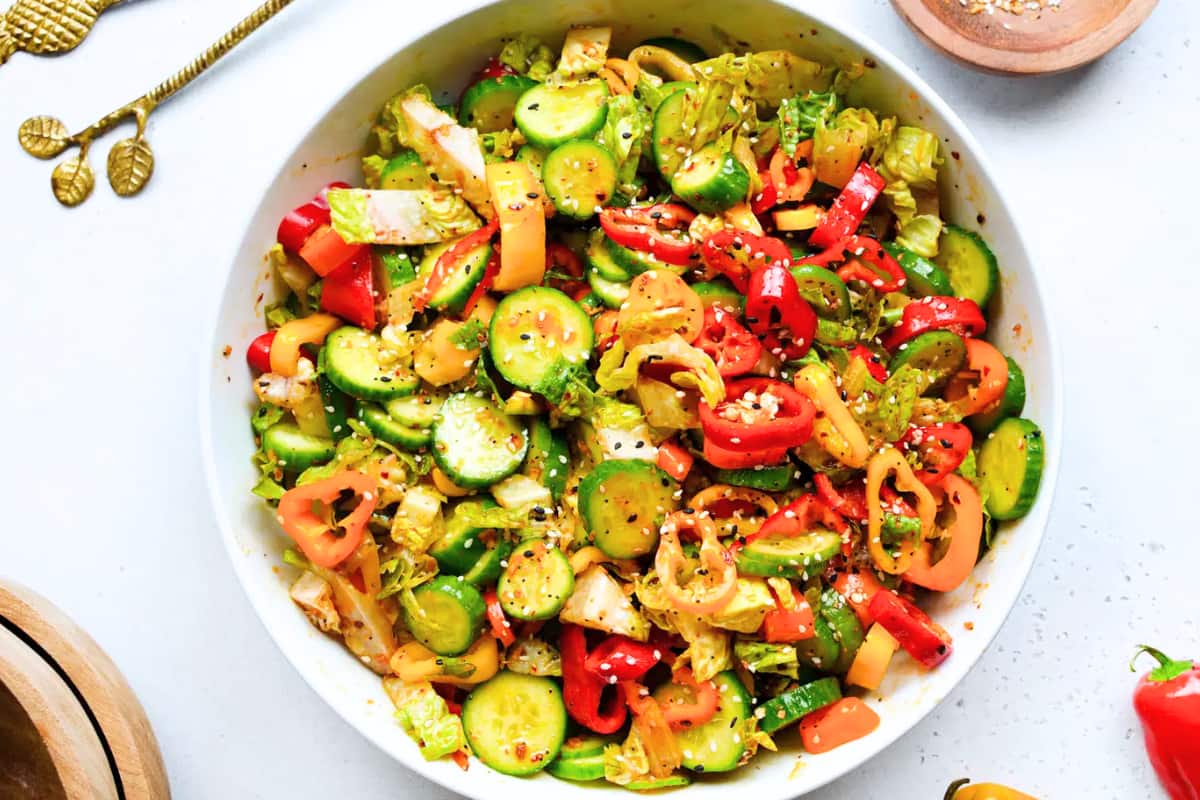 A bowl of cucumber salad.