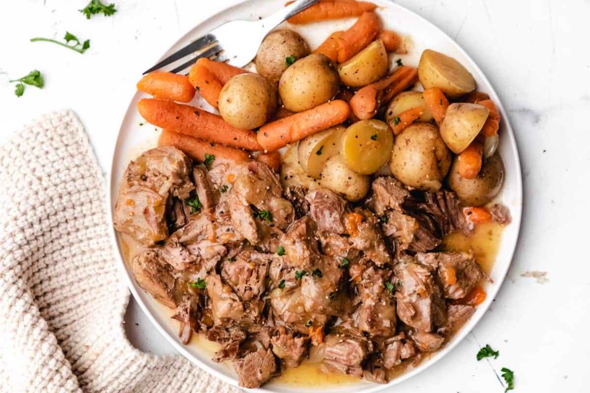 A plate of roast dinner.