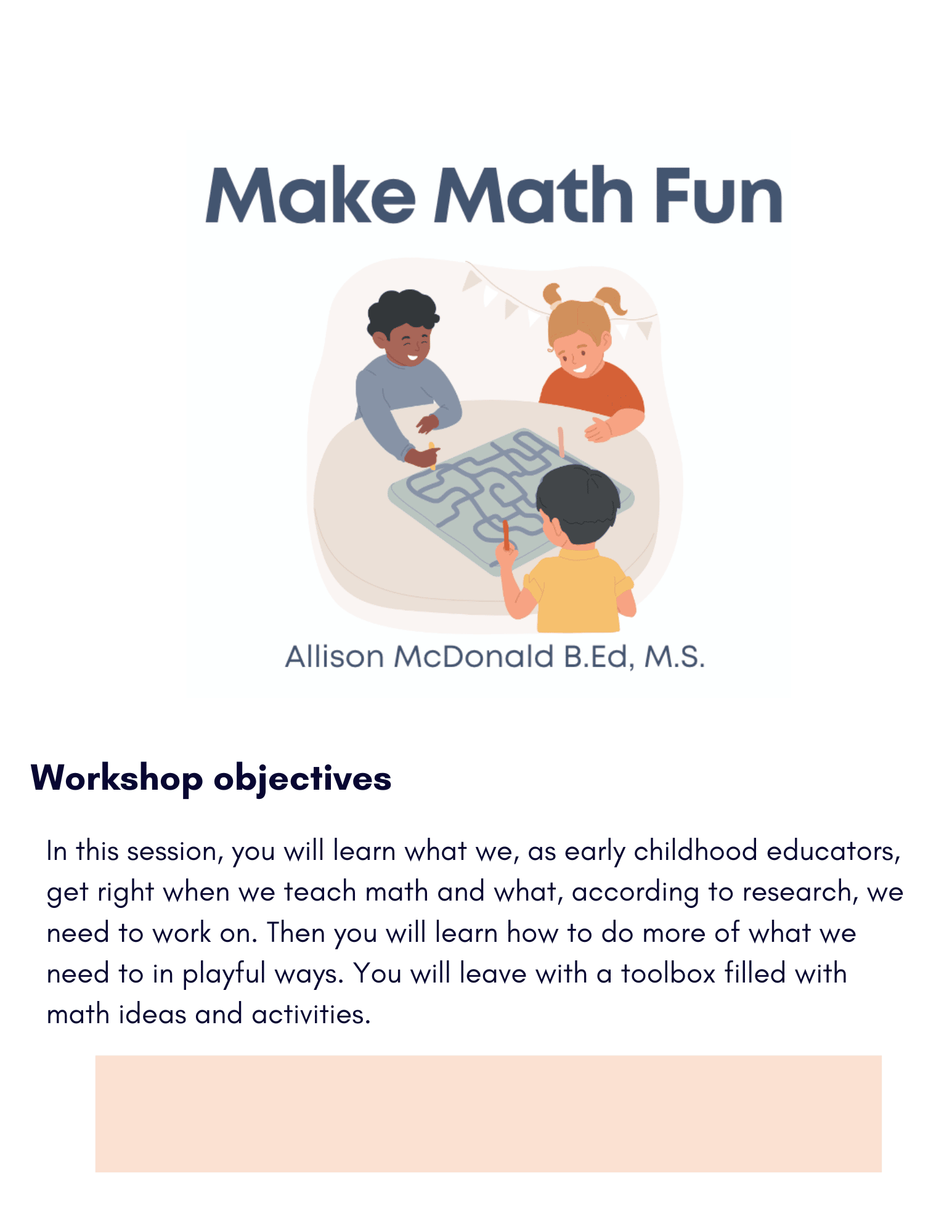 Make Math Fun - Workshop for Preschool & PreK Teachers