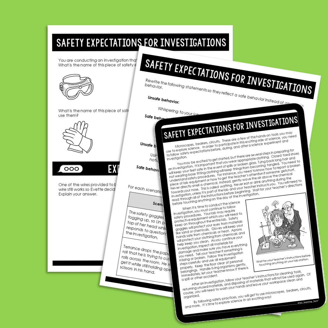Science Safety Activities FREEBIE
