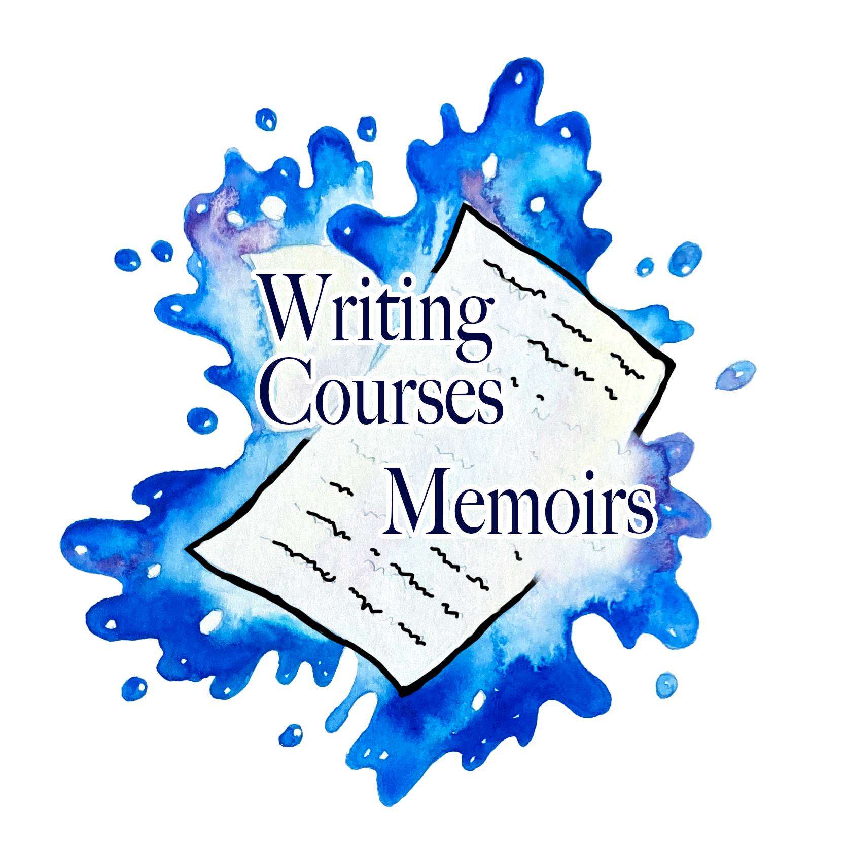Memoir Writing Course Icon blue ink splot