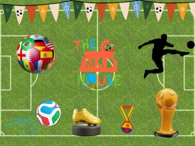Football pitch with world cup logos on