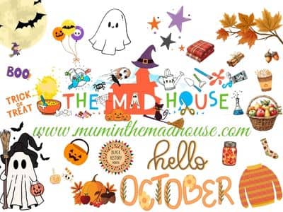 Mum in the mad house logo with october clip art