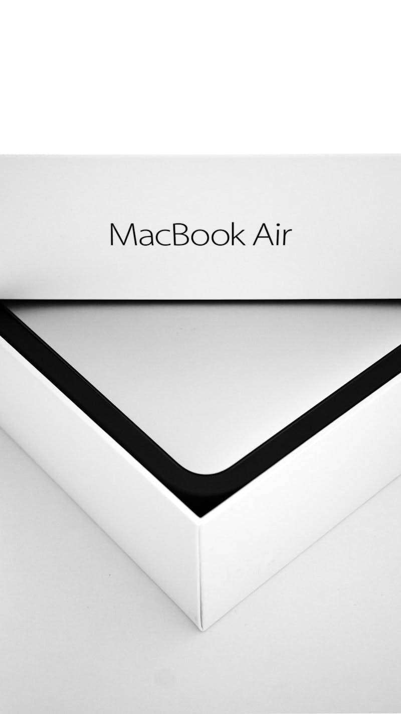 a macbook air box sitting on top of a table