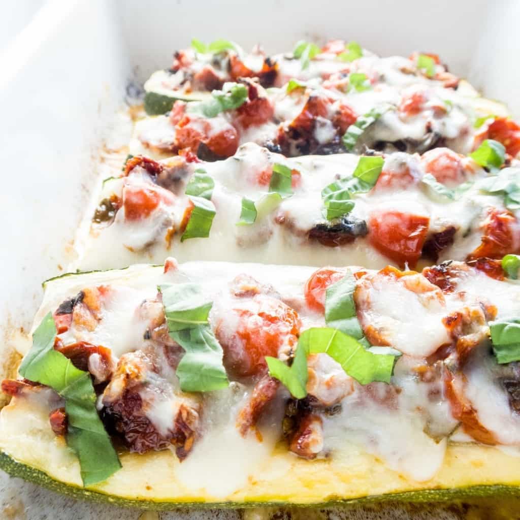 Zucchini bruschetta boats