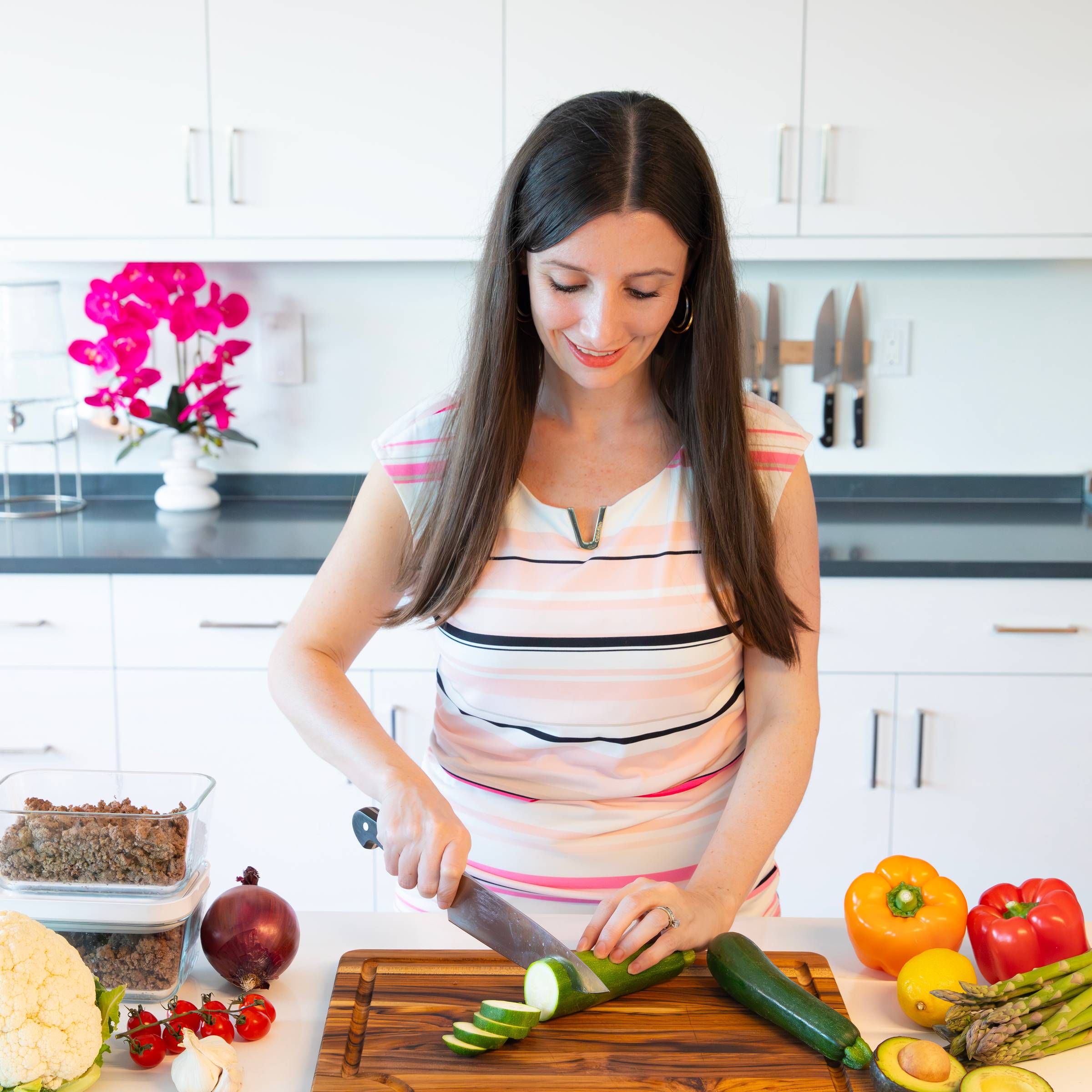 Maya using cutting board.