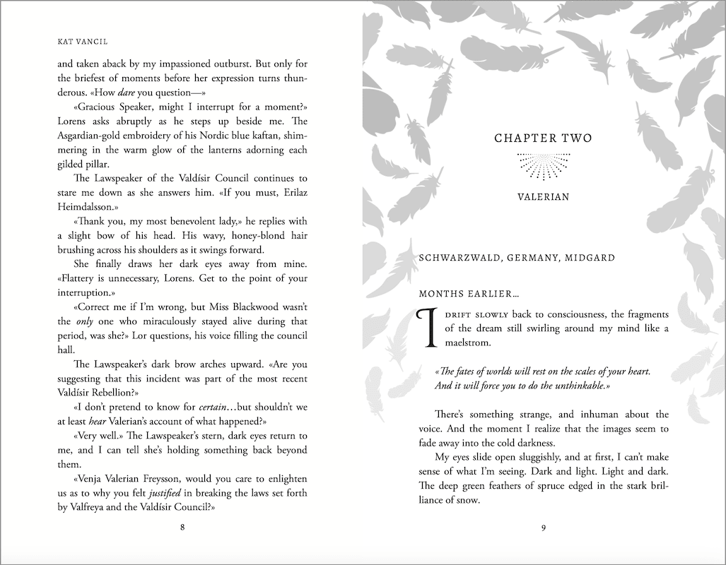 Interior spread of Predestined paperback created in Vellum