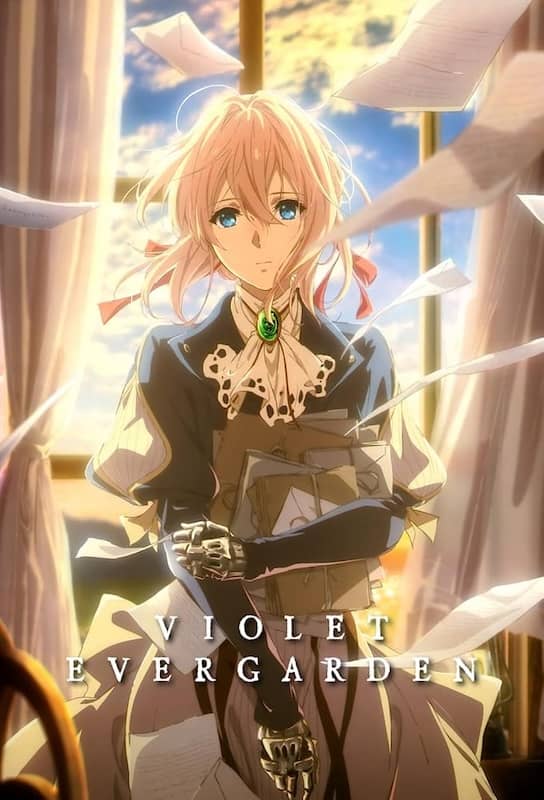 anime poster for Violet Evergarden written by Kana Akatsuki and illustrated by Akiko Takase