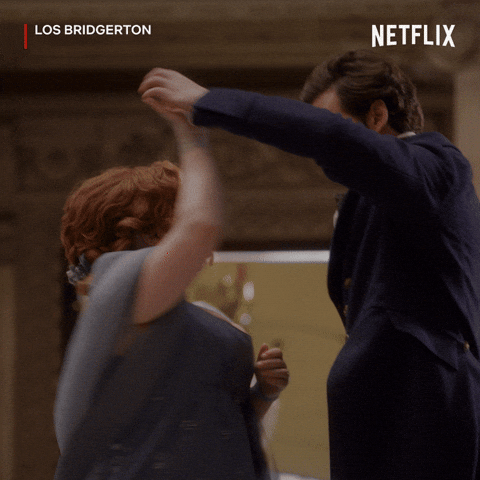 Bridgerton GIF Penelope & Collin dancing by Netflix España