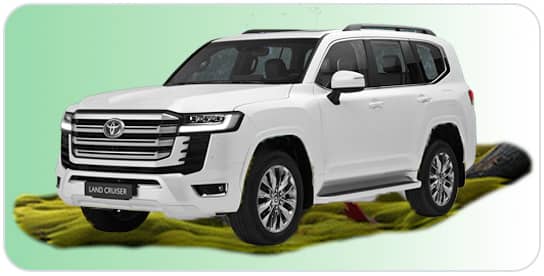 An image of a Land Cruiser fade background from green to white 