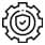 Small Icon in black and white of an outlined  shield of it there is a symbol of a tick