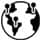 Small Icon in black and white of the terraquean world showing some random destinations selectedd
