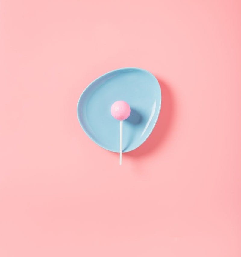 lollipop in blue plate