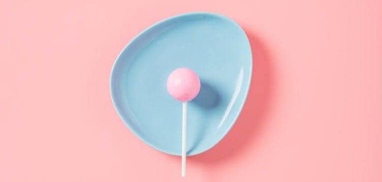 lollipop in blue plate