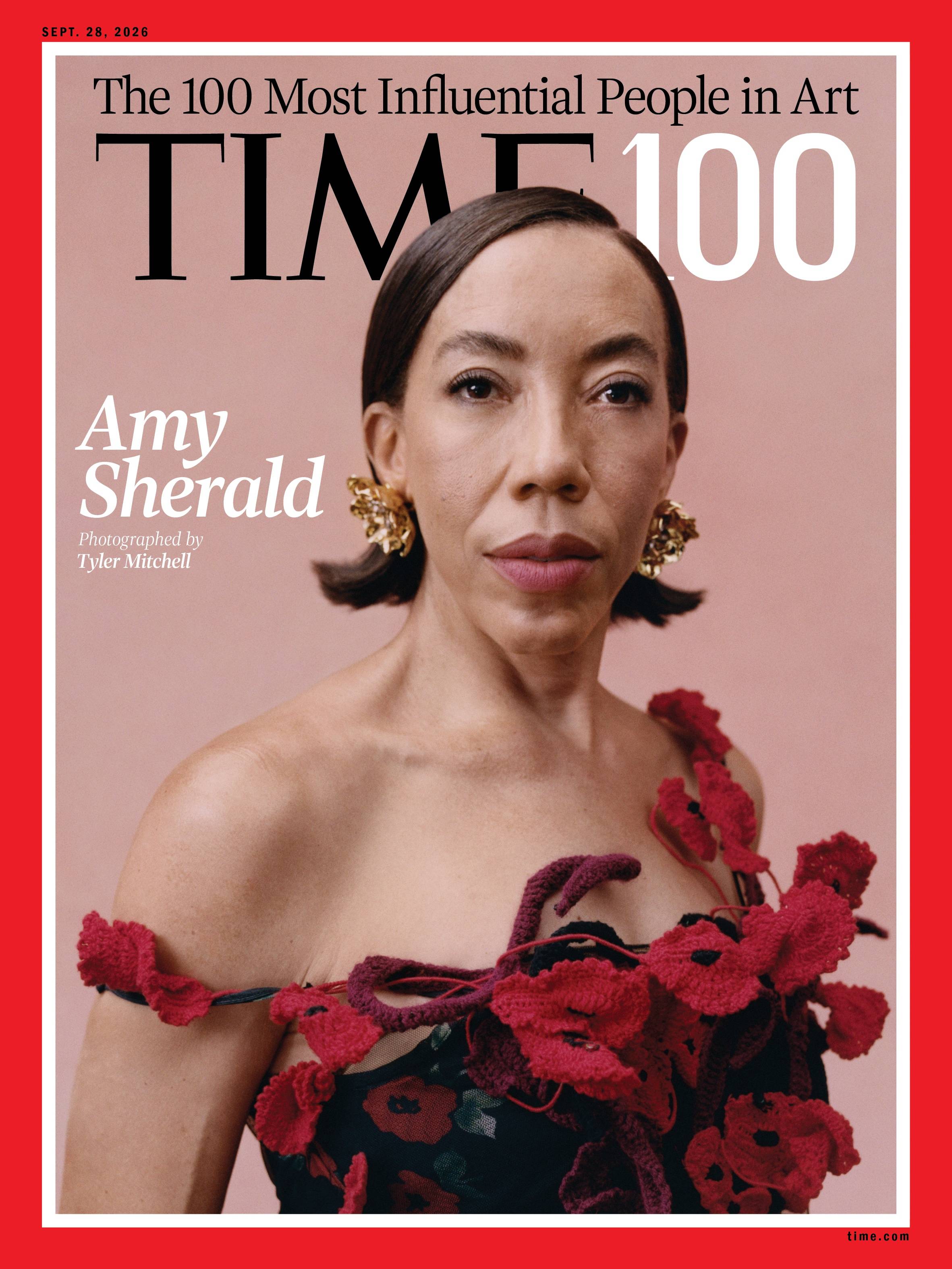 Amy Sherald on the cover of TIME's inaugural TIME100 Art issue, dated 28 September 2026. Photograph by Tyler Mitchell for TIME. Courtesy TIME.