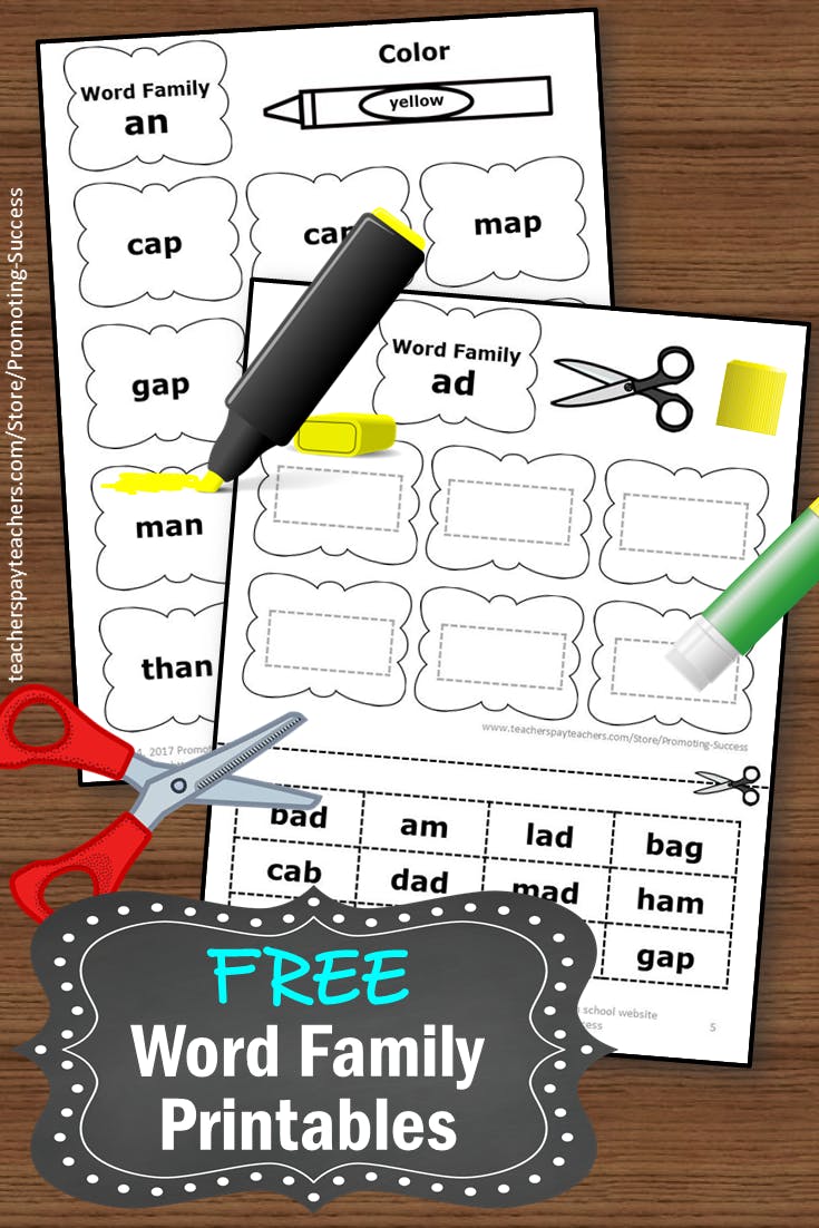 Free Word Families Worksheets