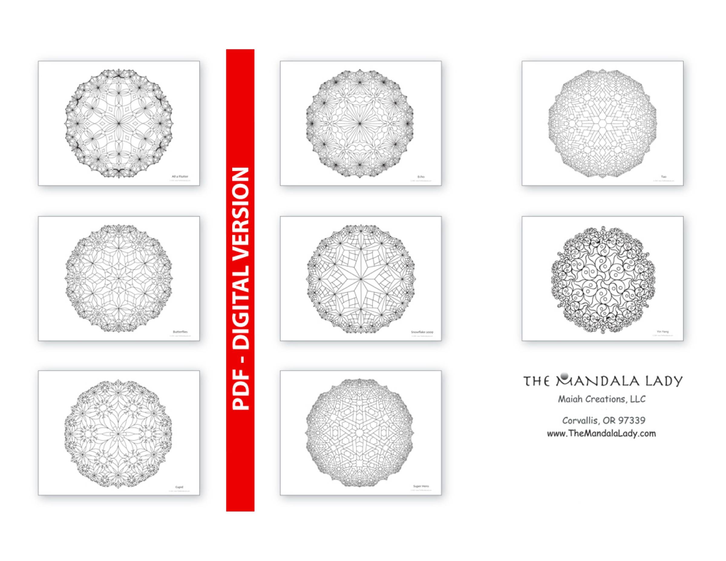 back cover with thumbnail images of all 8 designs