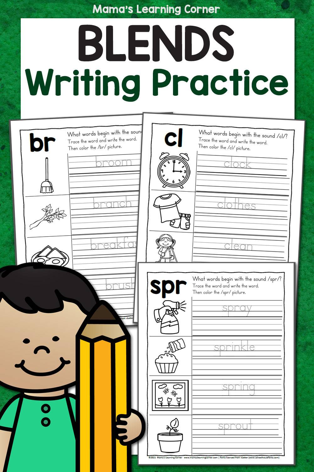 blends writing practice worksheets mamas learning corner