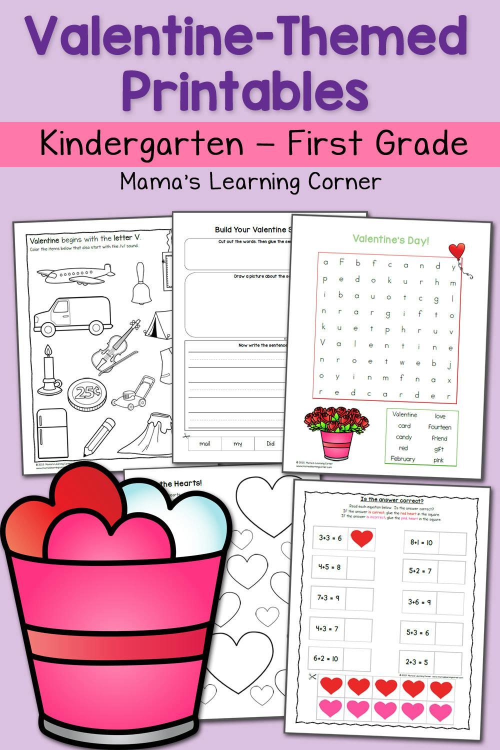 Valentine Worksheets For Kindergarten And First Grade Mamas Learning Corner