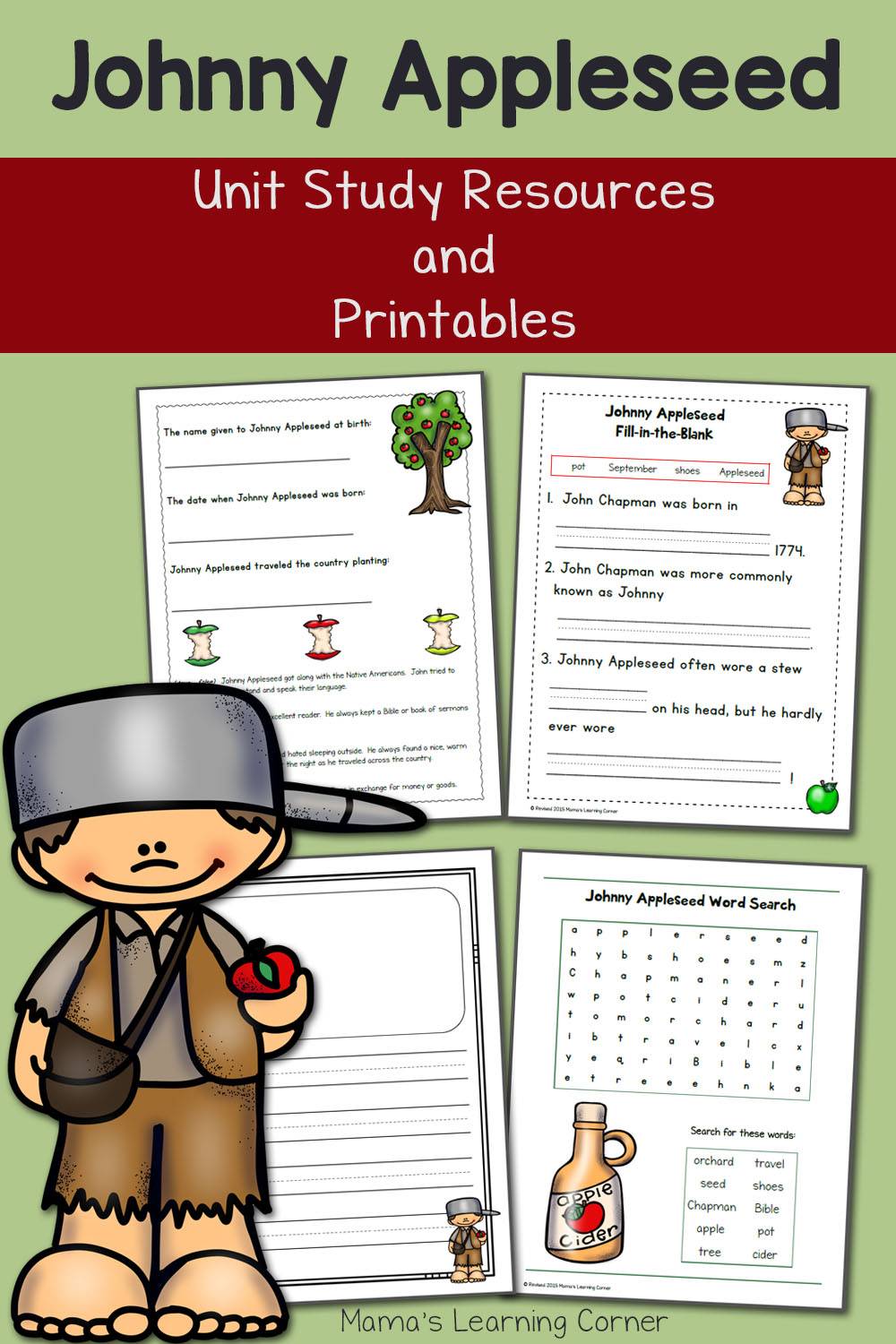 Johnny Appleseed Printables And Unit Study Resources Mamas Learning Corner