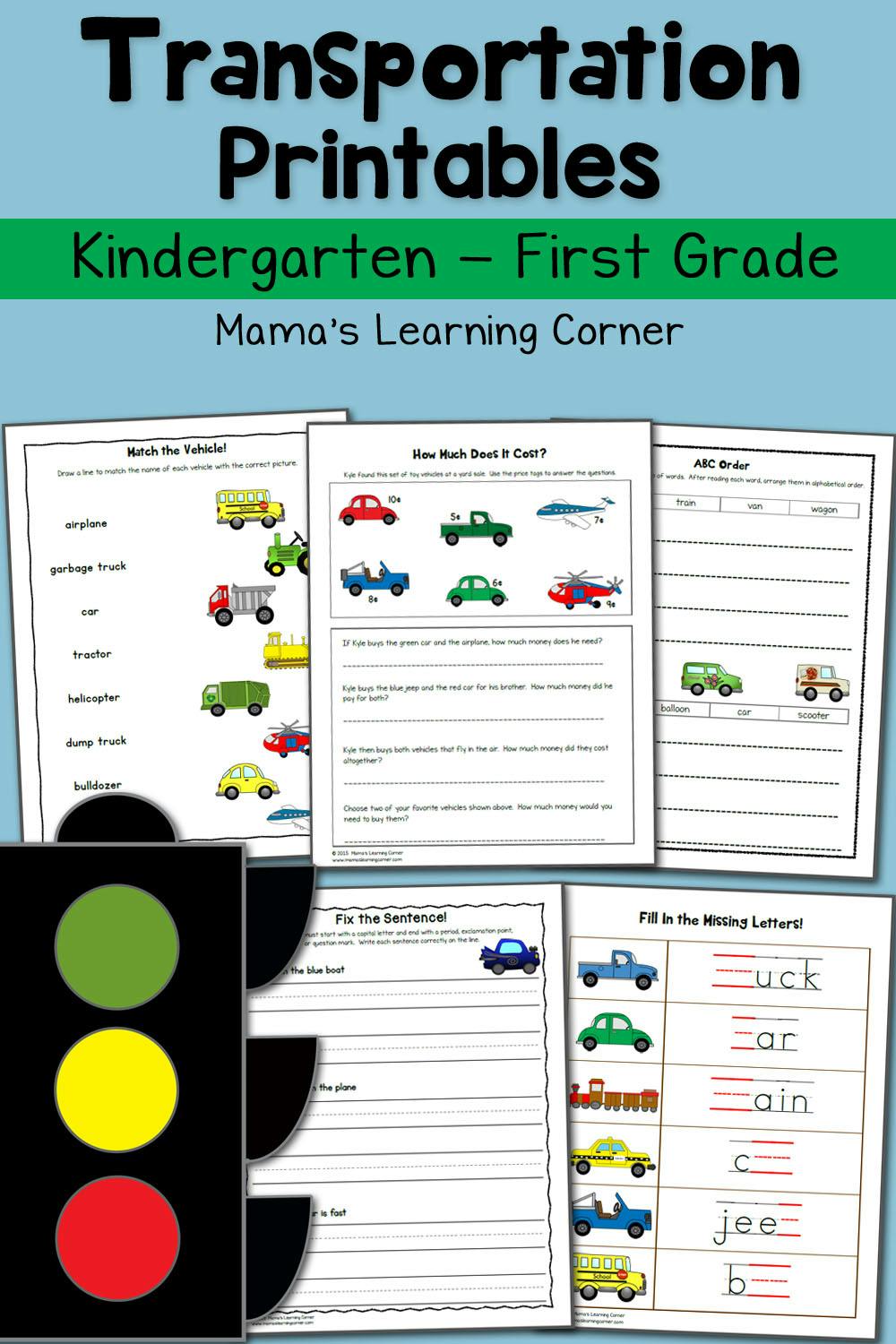 Transportation Worksheets For Kindergarten And First Grade Mamas Learning Corner