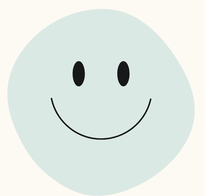 A smiling face with a light green background.