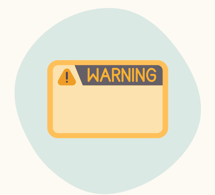 Illustrated warning alert box with an exclamation icon and the word ‘Warning.’