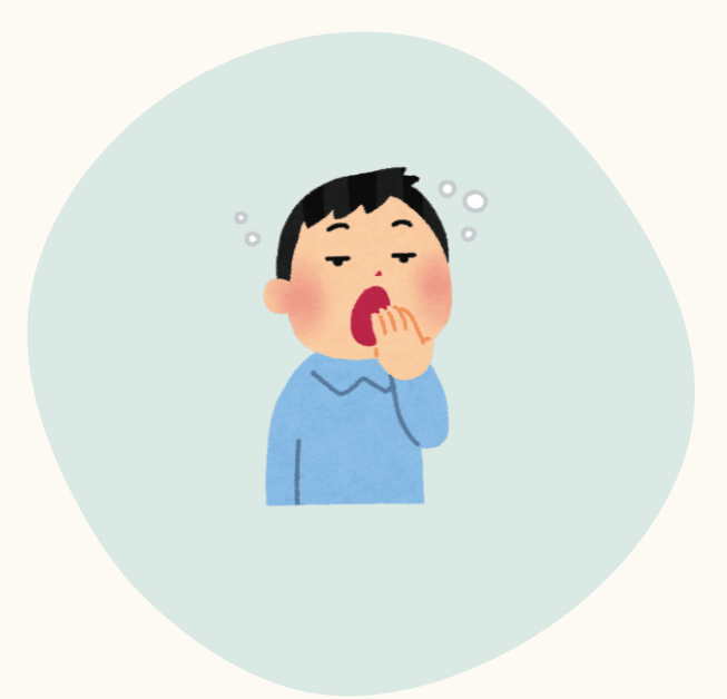 Illustration of a tired person yawning, representing low energy or an afternoon slump.