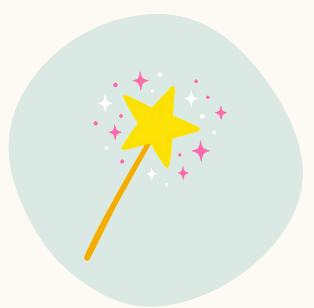 Yellow star wand with sparkles on a soft background