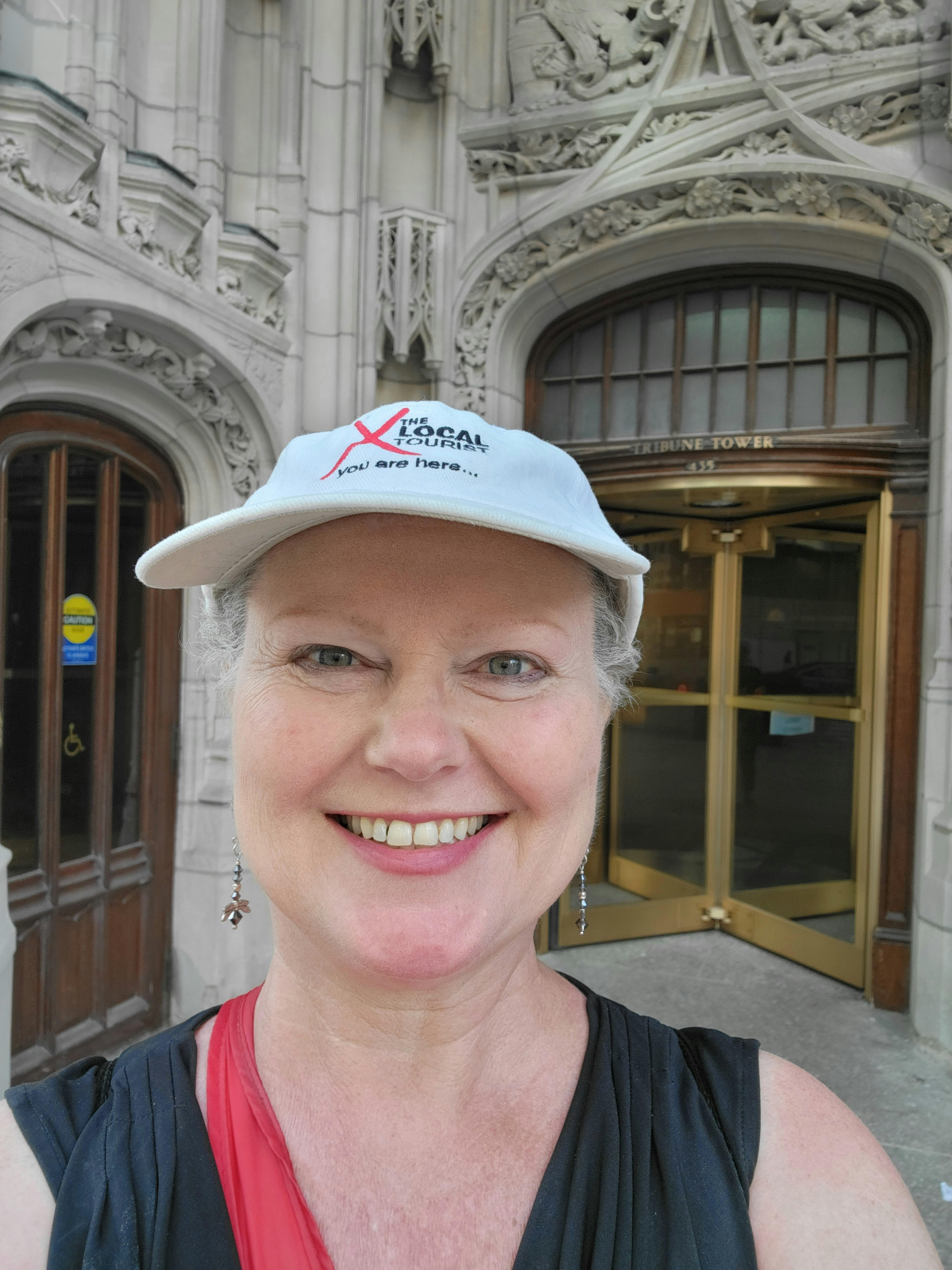 Theresa L. Goodrich in front of Tribune Tower