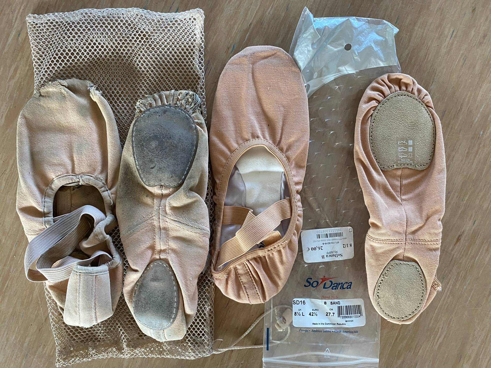 Ballet slippers old and new